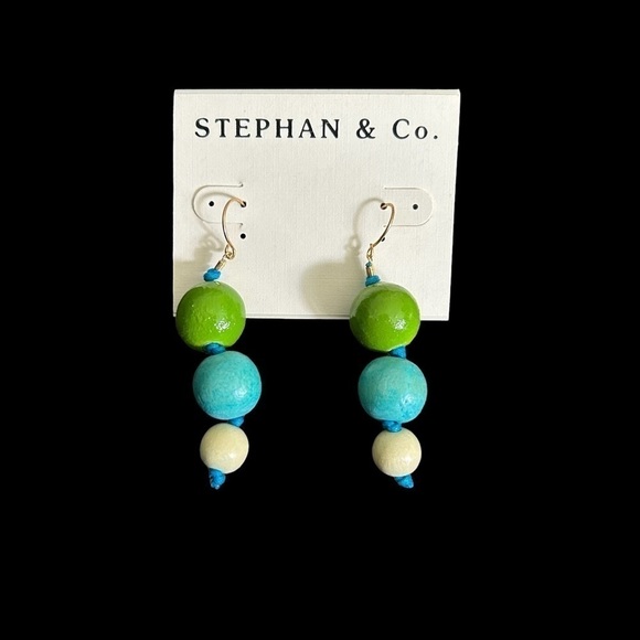 Stephan & Co. Wooden Three Bead Drop Earrings in This Seasons Trending Colors - Picture 7 of 7